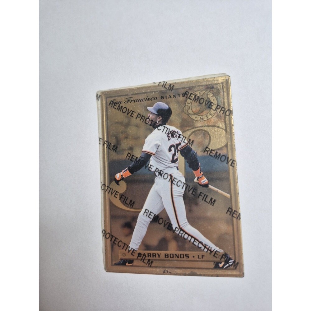 BARRY BONDS-1996 LEAF STEEL GOLD-W/ FILM⚾️ BASEBALL CARD-SAN FRANCISCO GIANTS #6